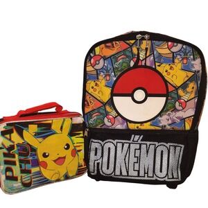 Pokemon Pikachu Backpack and Lunch Bag Set Bioworld 2020 Kids School Travel